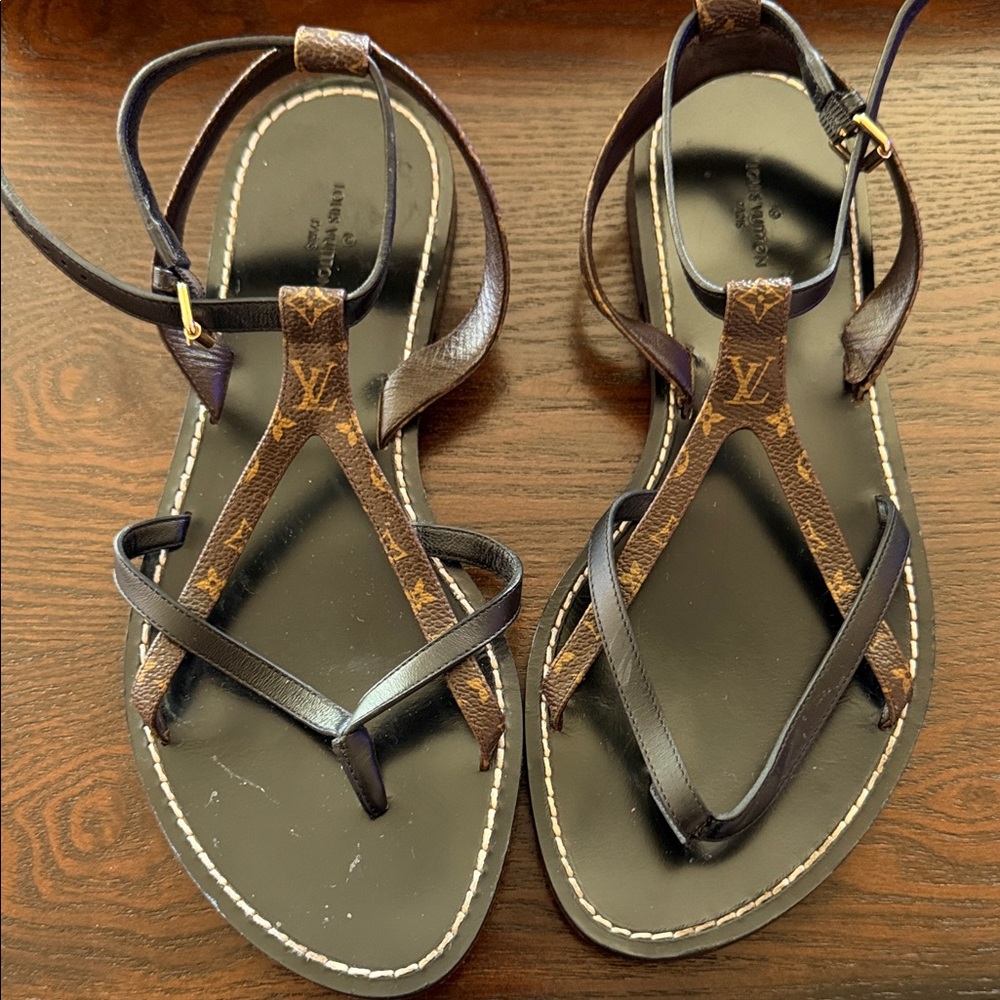 Louis Vuitton Black and Brown Sandals